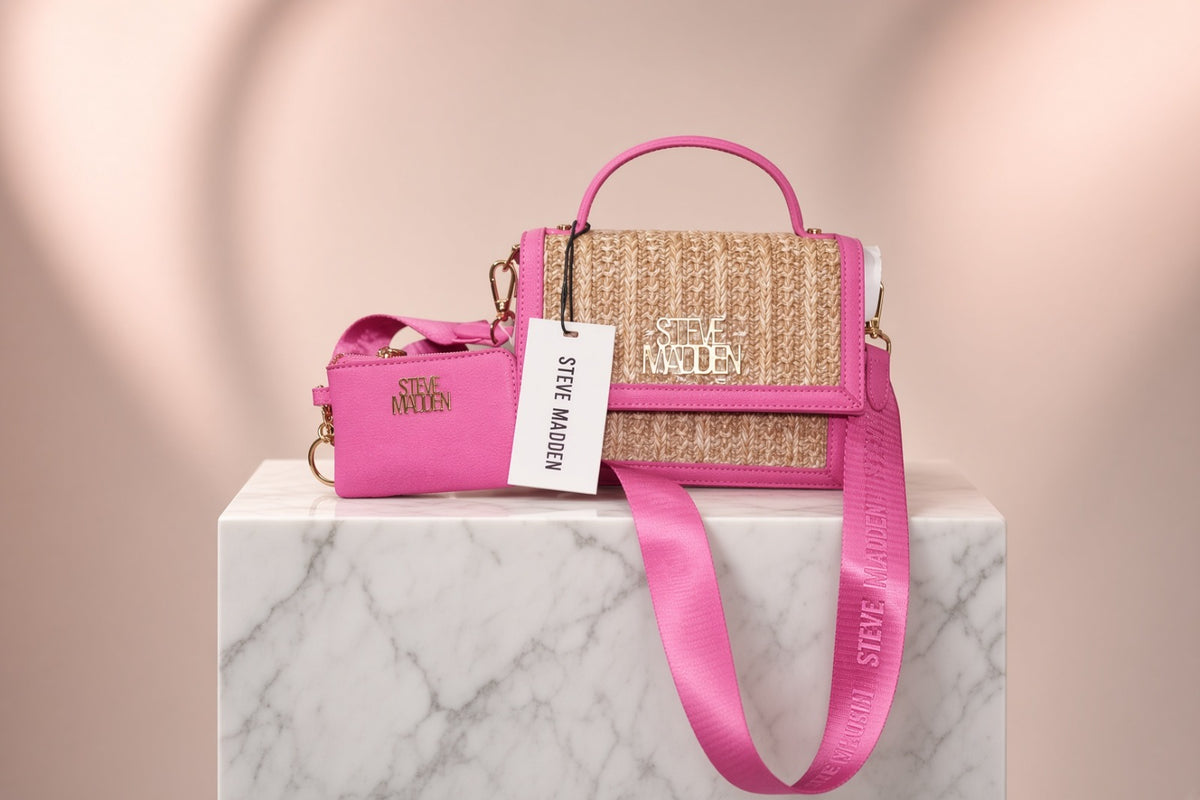 Crossbody Steve Madden con Textura de Rafia – Set Multifuncional ✨