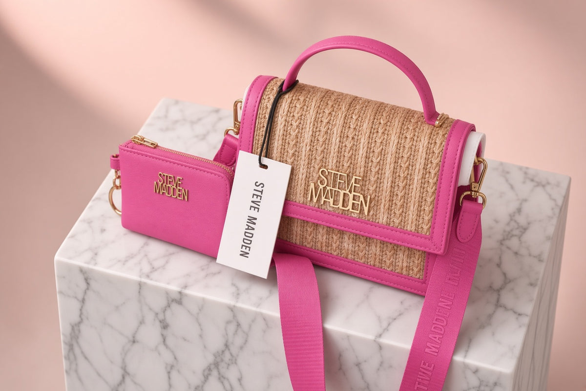 Crossbody Steve Madden con Textura de Rafia – Set Multifuncional ✨